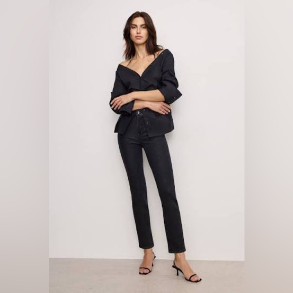 Good American Good Legs Straight Jeans Black